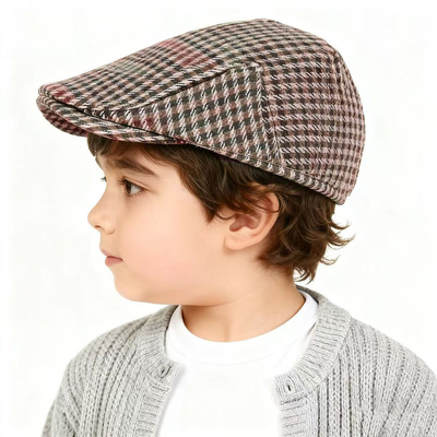 icap/华南秋冬复古格纹毛呢儿童