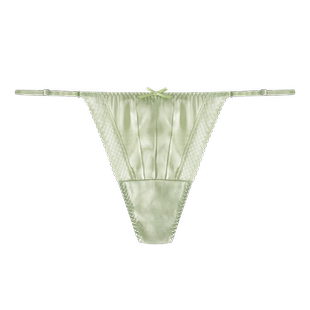 高端桑蚕丝新款鱼尾纹理可调节女士丁字裤无痕手工制作条纹内裤女