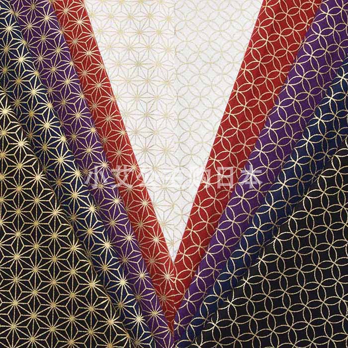 日本进口纯棉和风烫金服装面料