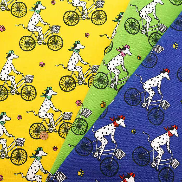 50cm日本进口纯棉牛津细帆布斑点狗自行车卡通DIY手工拼布艺面料