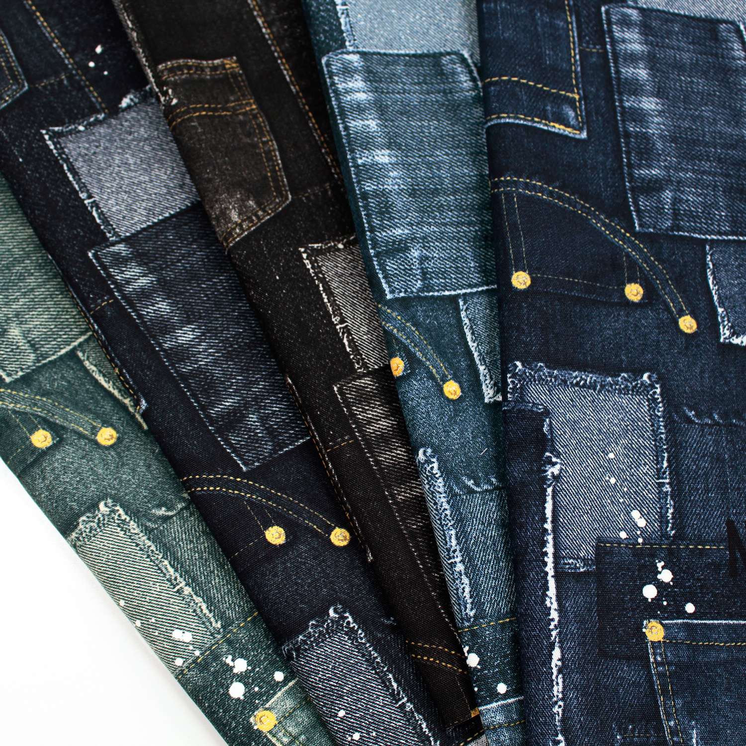 50cm日本进口纯棉印花布料细帆布牛仔风口袋铆钉拼布艺包服装面料