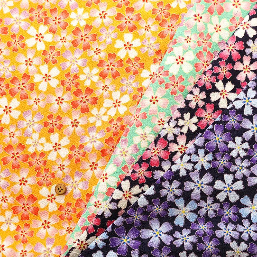 50cm日本进口二越绉布涤纶晴日芝樱碎花和风手工拼布艺服装面料