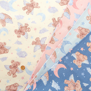 50cm日本进口纯棉牛津细帆布印花拼布艺天使熊classical手工面料