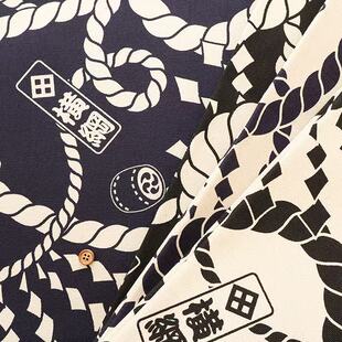 50cm日本进口纯棉8号帆布和风相扑横纲太鼓幅宽115cm服装DIY面料
