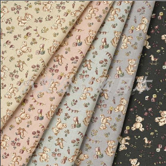 50cm日本进口纯棉玩具熊与小花娃衣连衣裙衬衫拼布艺手工服装面料