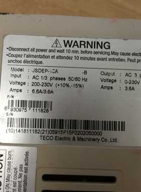 现货拆机 东元伺服驱动器 JSDEP-15A 测试包好 现货 二手驱动器