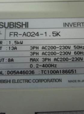 进口三菱变频器 FR-A024-1.5K 220V 1.5KW A024 原装 欢迎咨询