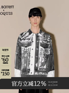 【Neil Barrett联名】速写男装秋冬新款休闲宽松牛仔夹克印花潮