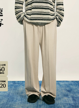 速写男装秋冬新品男士休闲裤棉质卫裤阔腿宽松长裤简约9P8E12880