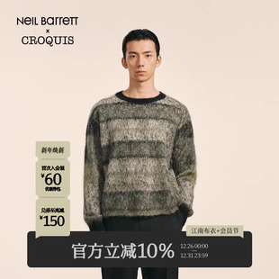 速写男装 Barrett联名 2024冬季 新款 条纹上衣 休闲宽松毛衫 Neil