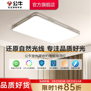 公牛客厅吸顶灯led超亮现代简约长方形灯具组合全屋套餐大厅主灯