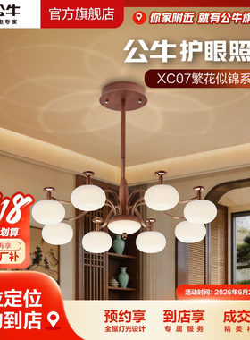 【门店专享】公牛护眼照明多头8/6/5头四段调光客厅餐厅吊灯XC07