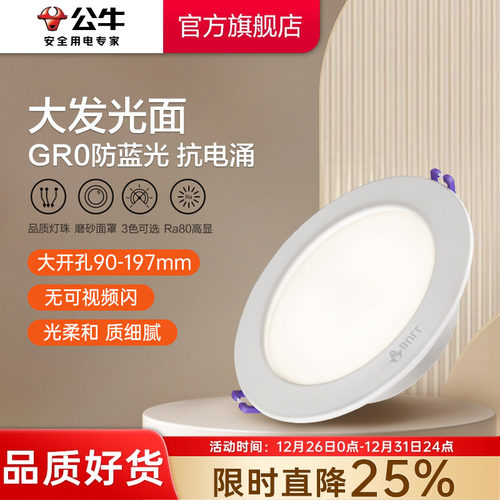 公牛铁大功率店铺商用ip20筒灯