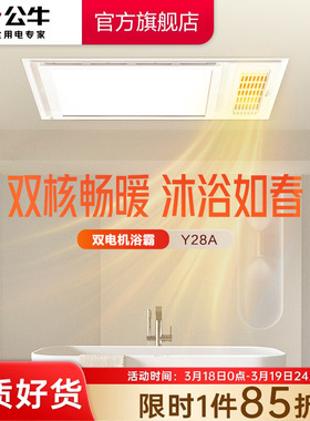 公牛Y28双电机多功能风暖浴霸照明排气扇一体浴室卫生间吊顶浴霸