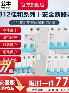 公牛插座旗舰断路器2P漏电保护空气LB12开关电闸16-63A升级款