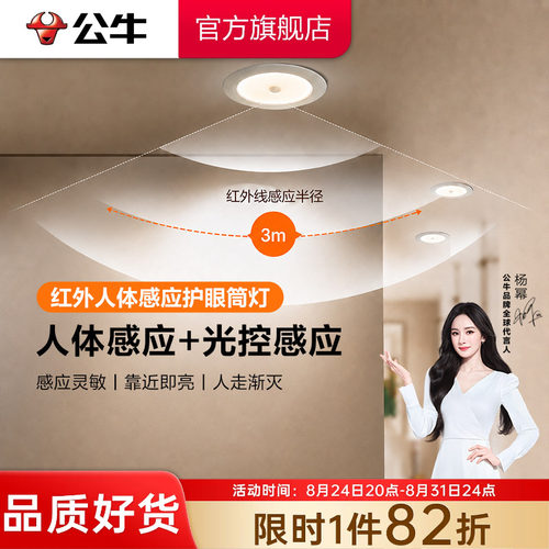 【政府补贴】公牛人体感应筒灯