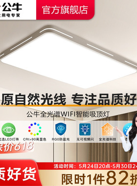 公牛杨幂同款客厅吸顶灯led超亮现代简约长方形灯具全屋套餐主灯