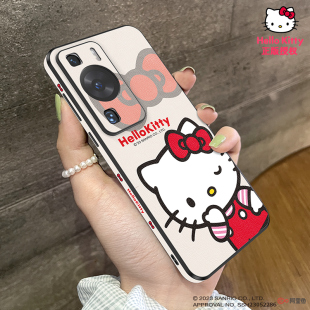 潮p60带挂绳por p60pro高级创意art防摔女凯蒂猫p50E全包十素皮p40pro HelloKitty正版 适用华为p60手机壳新款