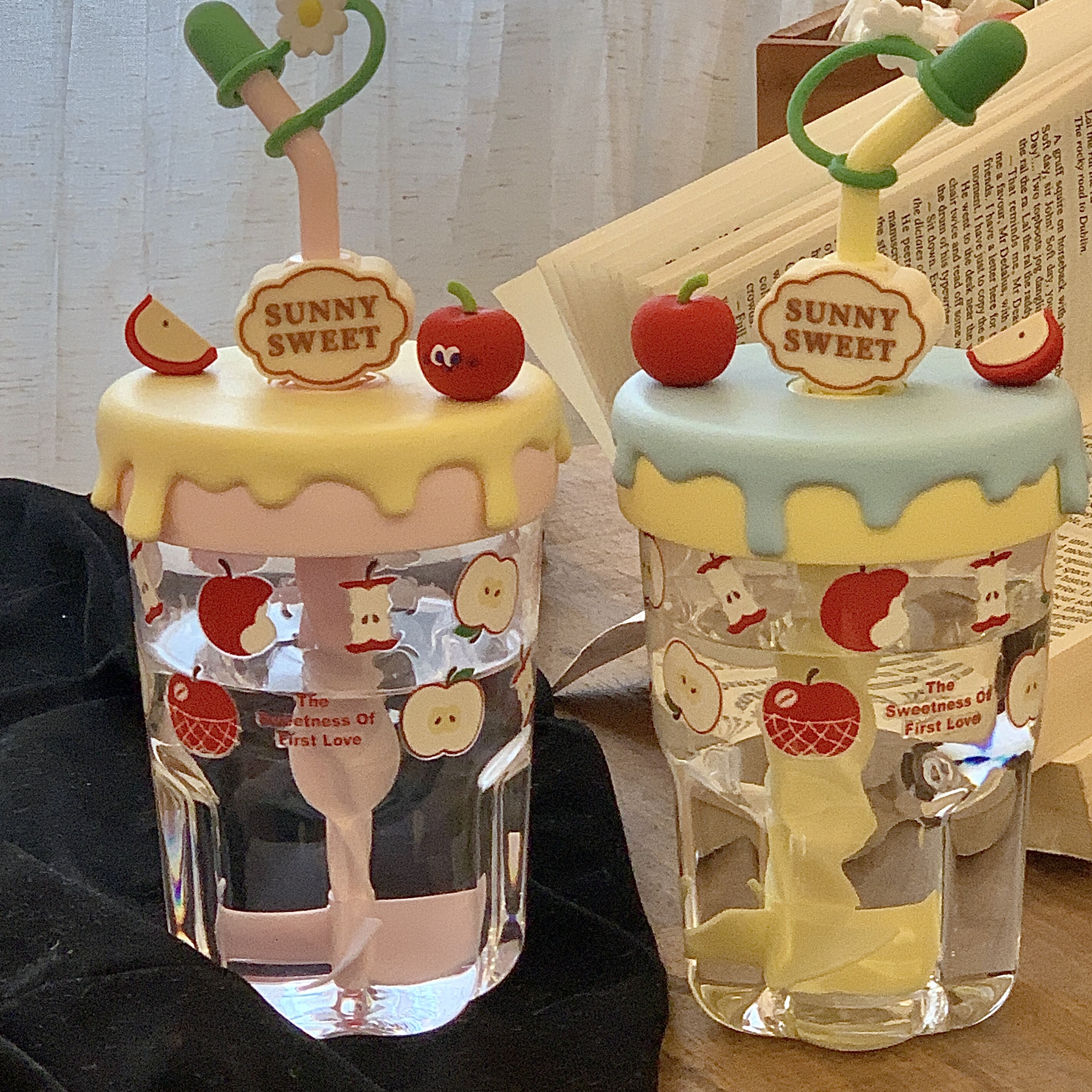 2025新款苹果奶油搅拌杯颜值便携牛奶杯咖啡杯果汁杯专用吸管杯