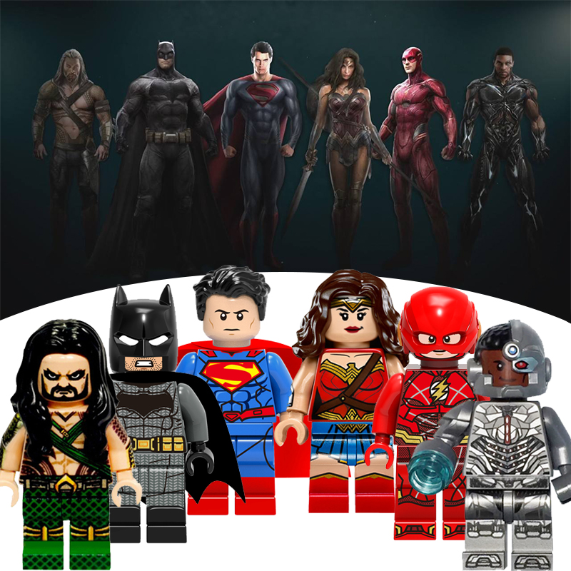 正义联盟蝙蝠侠超人闪电侠神奇女侠拼装积木玩具儿童人仔X0167