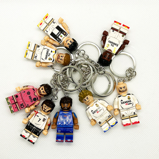 钥匙扣书包挂件足球明星C罗梅西姆巴佩贝克汉姆内马尔积木人仔