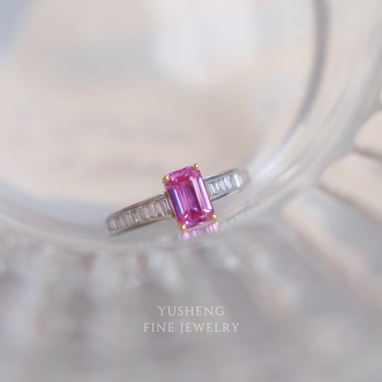 18K金镶嵌天然粉蓝宝戒指  1.16无烧粉蓝宝 樱花粉 aigs