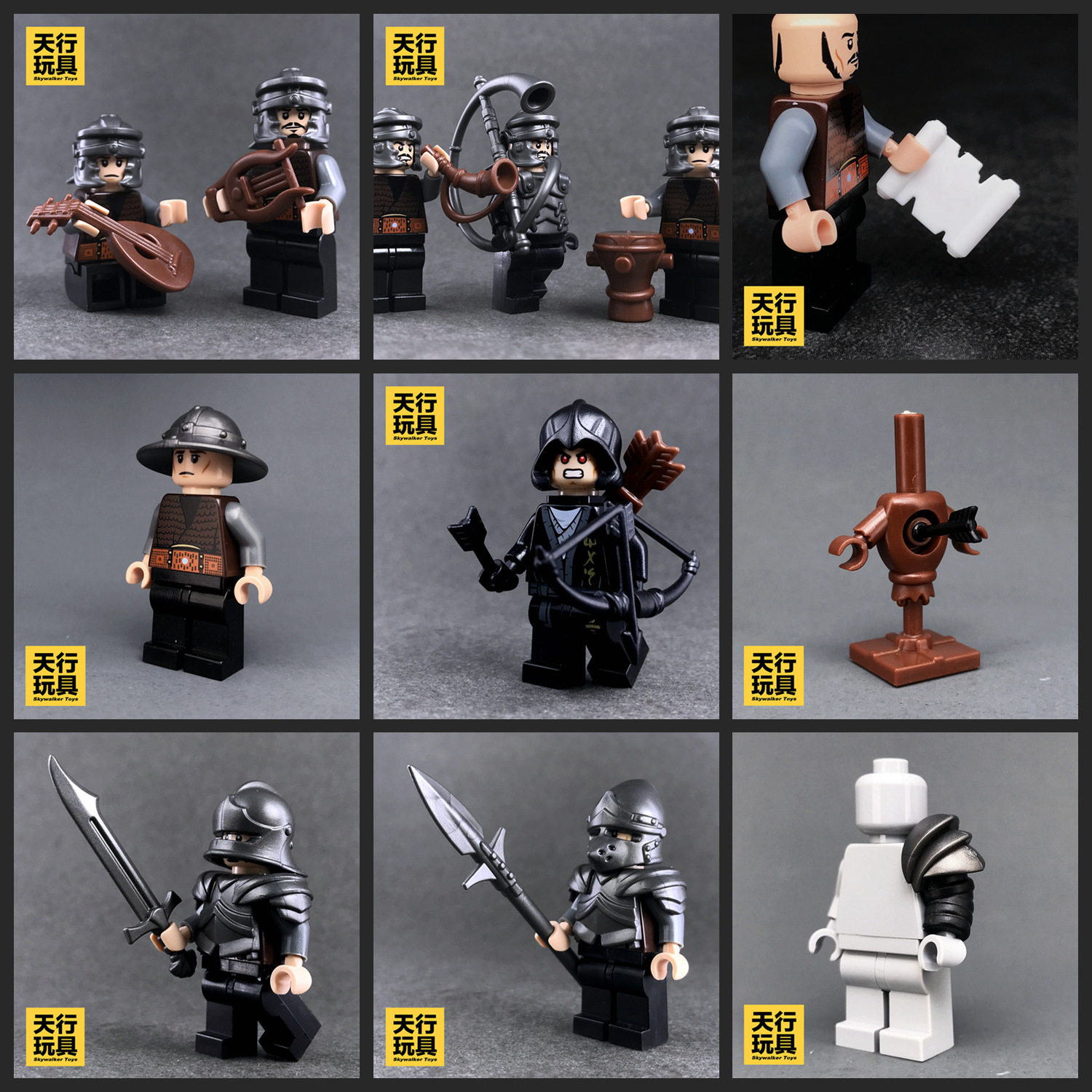 brickwarriors 第三方人仔配件中古城堡刺客弓箭手十字军盔甲乐器