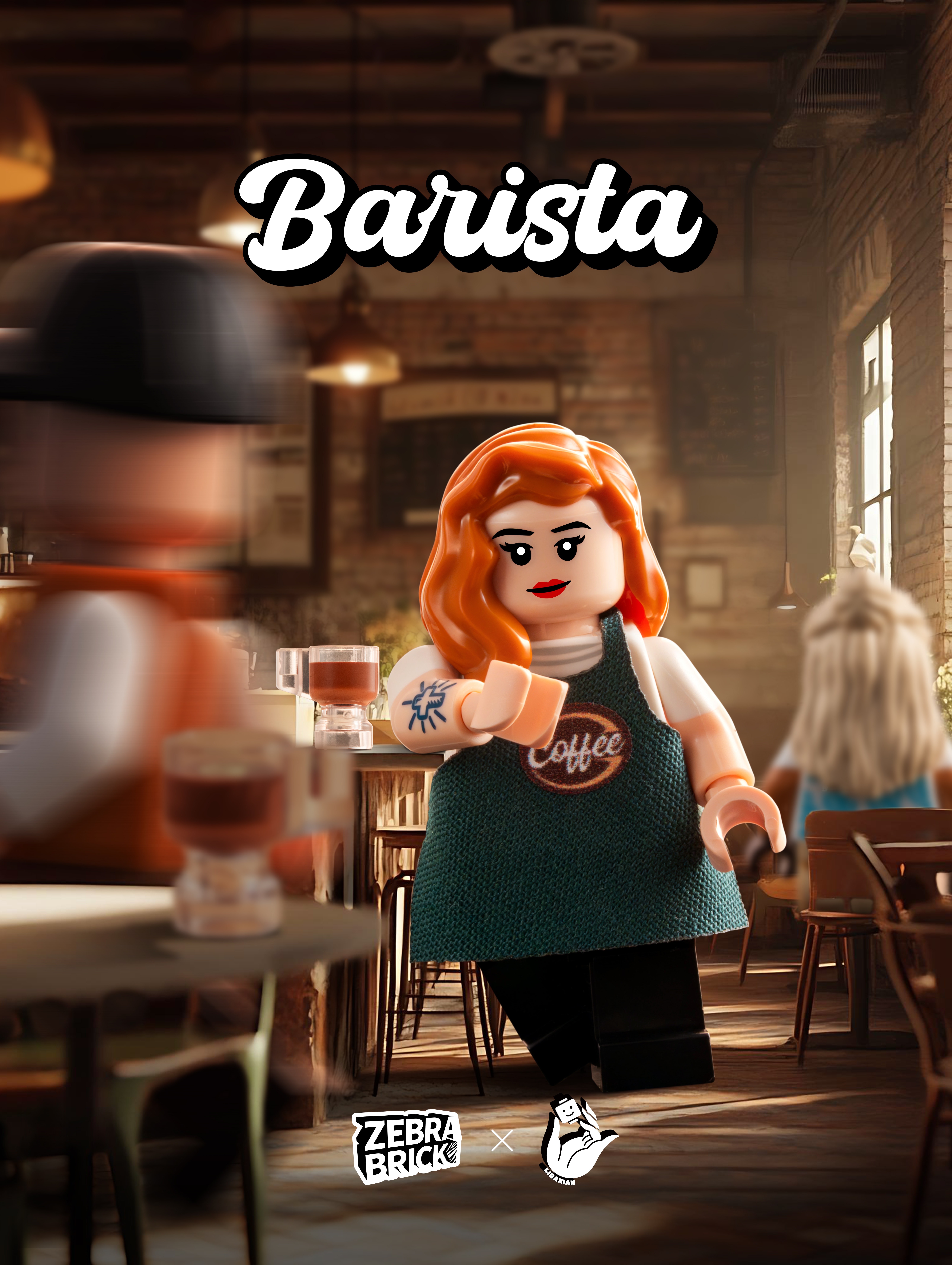 Zebra Brick 第三方人仔 咖啡师 Barista 创意积木潮玩