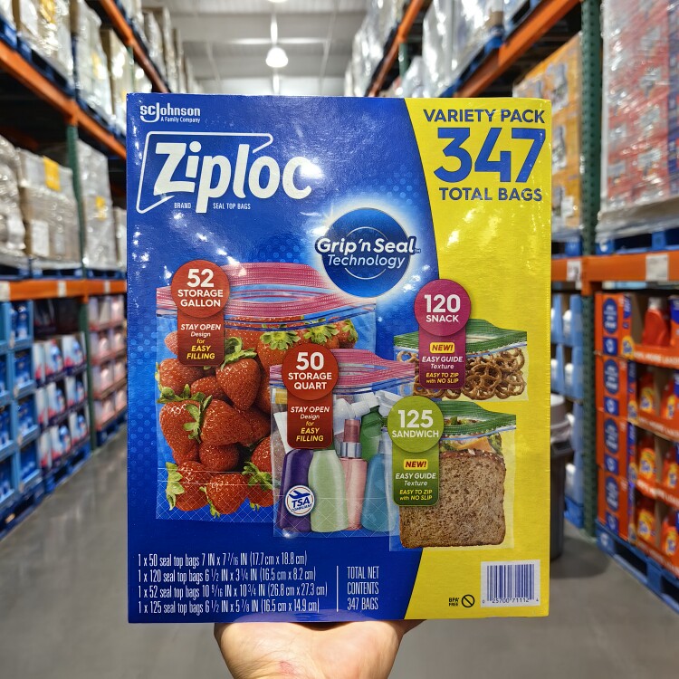 costco代购 美国进口密保诺Ziploc食品级保鲜密封袋347只大中小号