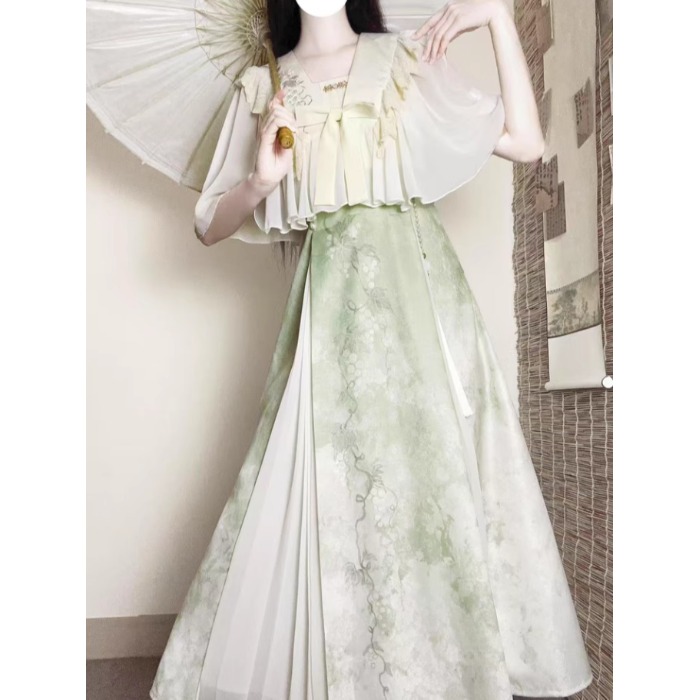 新中式连衣裙少女夏装2025新款初中高中学生汉服改良版古风长裙子