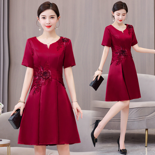 婚礼妈妈礼服连衣裙高贵年轻款丈母娘婚庆喜婆婆婚宴装平时可穿夏