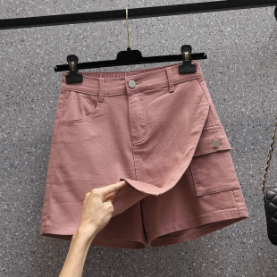 大码女装夏季款松紧腰牛仔短裙胖MM洋气防走光短裙时尚半身裙裤
