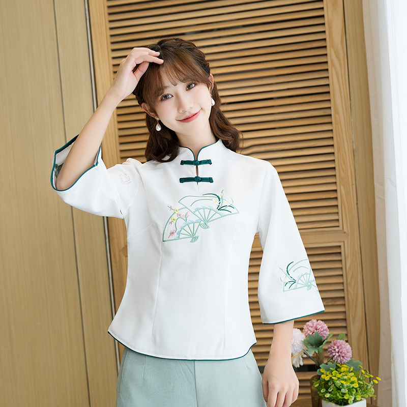 REPUBLIC OF CHINA STYLE WOMENS CLOTHES CHINESE TANG COSTUMES RETRO TEA CLOTHES ZEN HANFU CHINESE STYLE IMPROVED CHEONGSAM TEA MASTER WORK CLOTHES