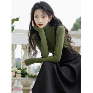 复古港风高级感套装赫本风穿搭一整套女装 背带裙秋冬季连衣裙子