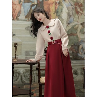 回门服新娘平时可穿敬酒服结婚当天便装秋季订婚礼服裙日常套装女