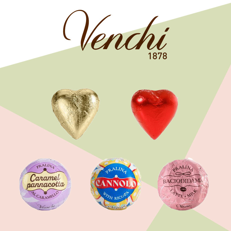 Venchi/闻绮意大利饼干/心形黑牛奶巧克力进口零食独立包装10送1图片