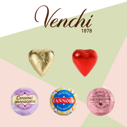 Venchi/闻绮意大利饼干/心形黑牛奶巧克力进口零食独立包装10送1