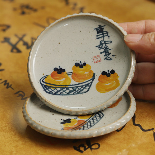 手工杯垫陶瓷隔热手绘茶杯杯托