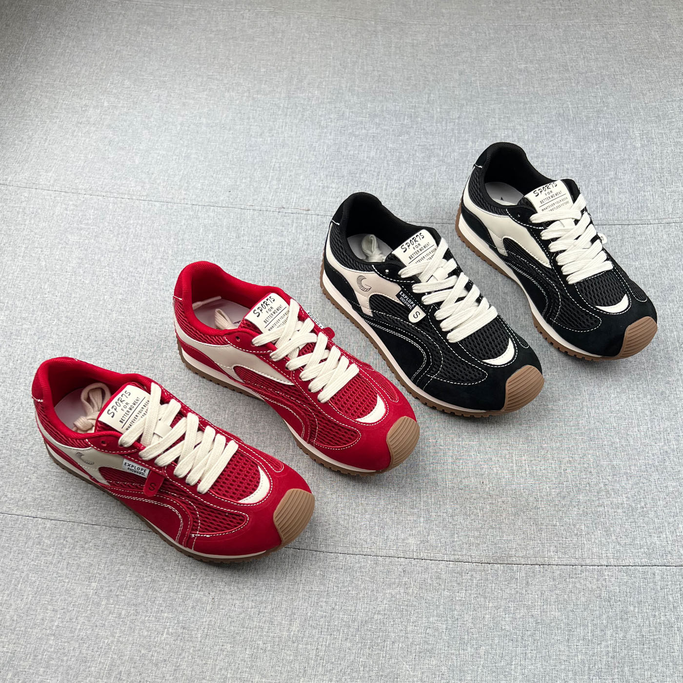 真皮网面透气防滑慢跑鞋女德训鞋2025秋季新款软面轻便运动休闲鞋