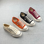 透气防滑底休闲板鞋 一脚蹬松紧带圆头厚底增高帆布鞋 女2026年春款