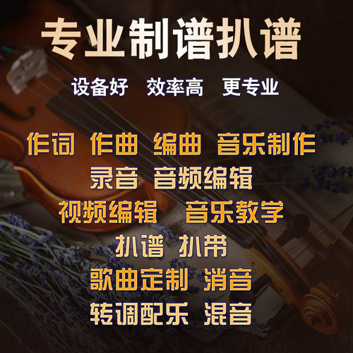 编曲作曲扒带原创企业宣传预告录音音乐制作伴奏主旋律分离音频
