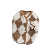 INS DOG Одежда зимняя алмазная клетчатая бархатная пальто Тедди би Панда маленькая собака ПЭТ весна Осень Осень Зимний жилет