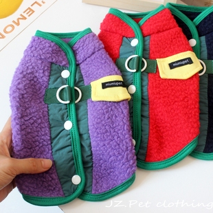 秋冬季狗狗衣服小型犬比熊泰迪保暖可牵引博美防寒两脚衣宠物衣服