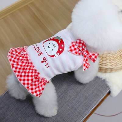 宠物小狗狗猫咪衣服薄款春夏装公主吊带水果裙子泰迪比熊夏季服装
