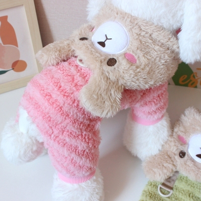 秋冬保暖加厚小熊四腿卡通绒衣宠物泰迪比熊博美猫咪狗狗衣服冬装