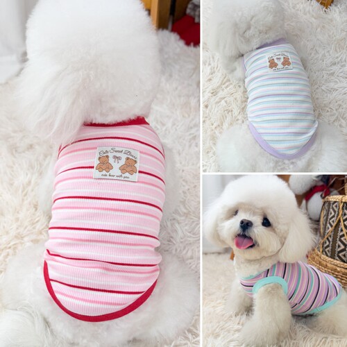 宠物衣服春夏日韩猫咪衣服猫狗衣服泰迪比熊犬彩条纹薄款透气背心