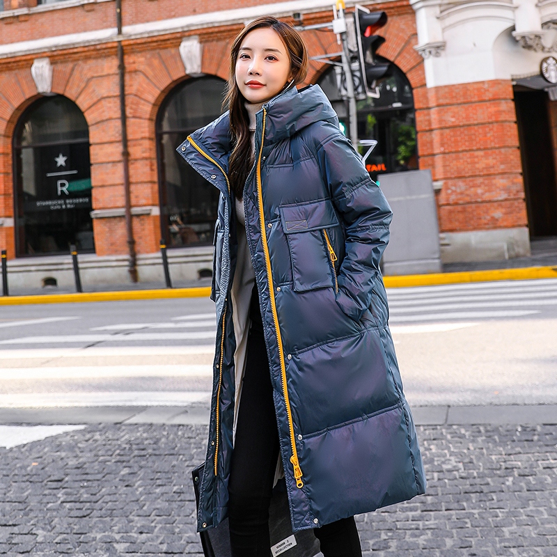 冬季女洋气炸街中长款连帽羽绒服