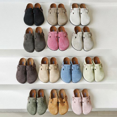 真皮透气版~懒人包头勃肯拖鞋女