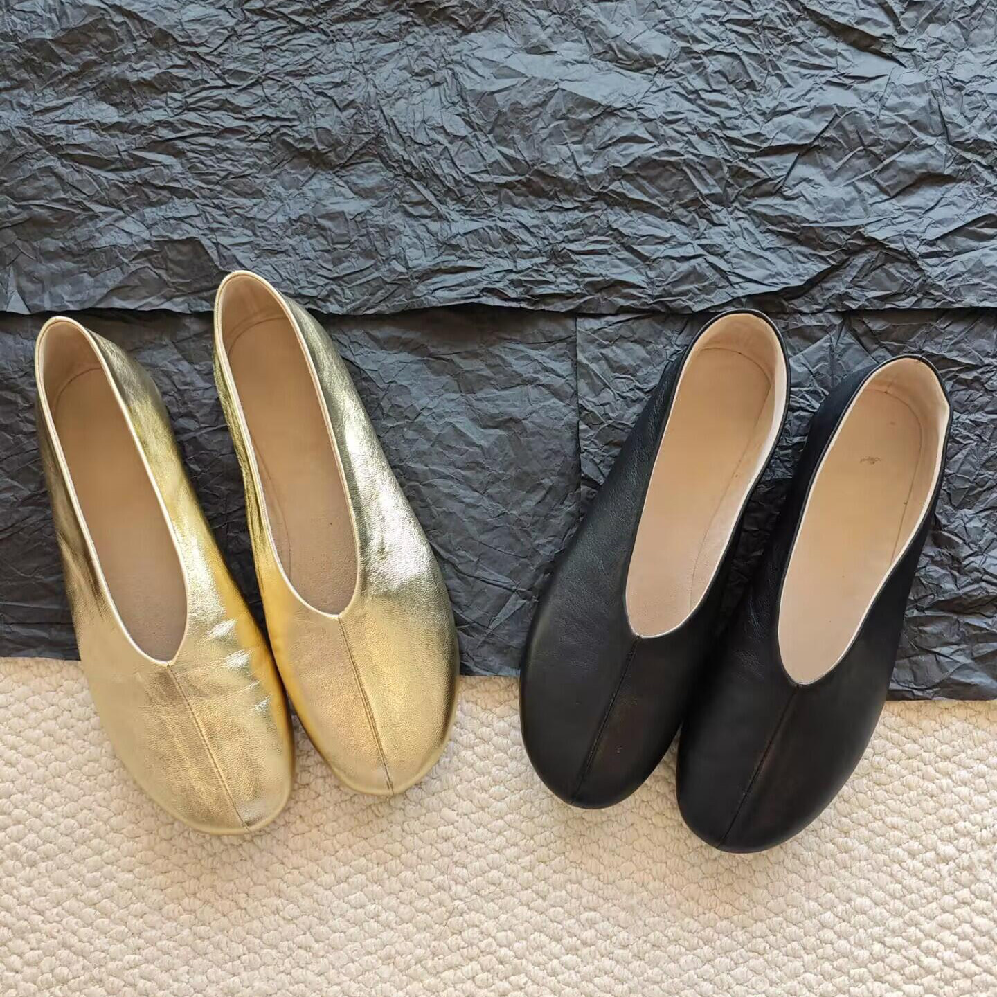 巨软不累脚~row风金色超软羊皮一脚蹬芭蕾舞单鞋女平底舒适尼姑鞋,女鞋,浅口单鞋,淘宝优惠券,粉丝福利购,淘宝优惠卷