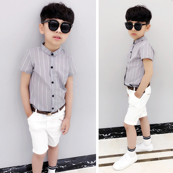 2018夏新品男童短袖襯衫套裝 兒童小襯衣短褲兩件套演出襯衫禮服在類目 童裝/嬰兒裝/親子裝, 襯衫中 - 來自Buy2taobao.com提供專業的淘寶代購服務